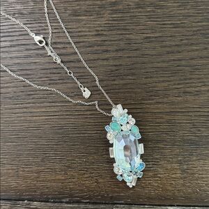 Swarovski Necklace with Blue and Clear Gemstones